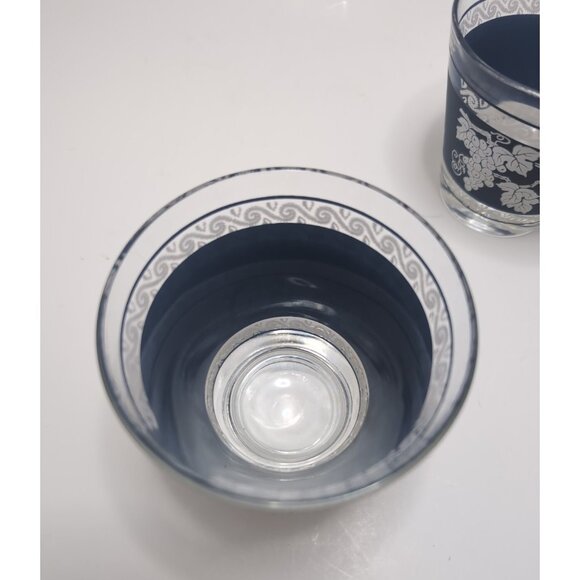 Hazel Atlas 1960s Blue Grape Pattern Glassware Cocktail Barware Vintage Set of 6 - Picture 7 of 16